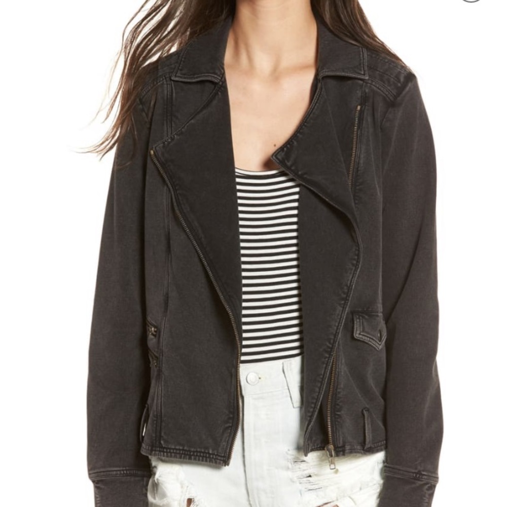 ❤️SOLD❤️Nordstrom BP Grey Wash Moto Jacket - Picture 1 of 8